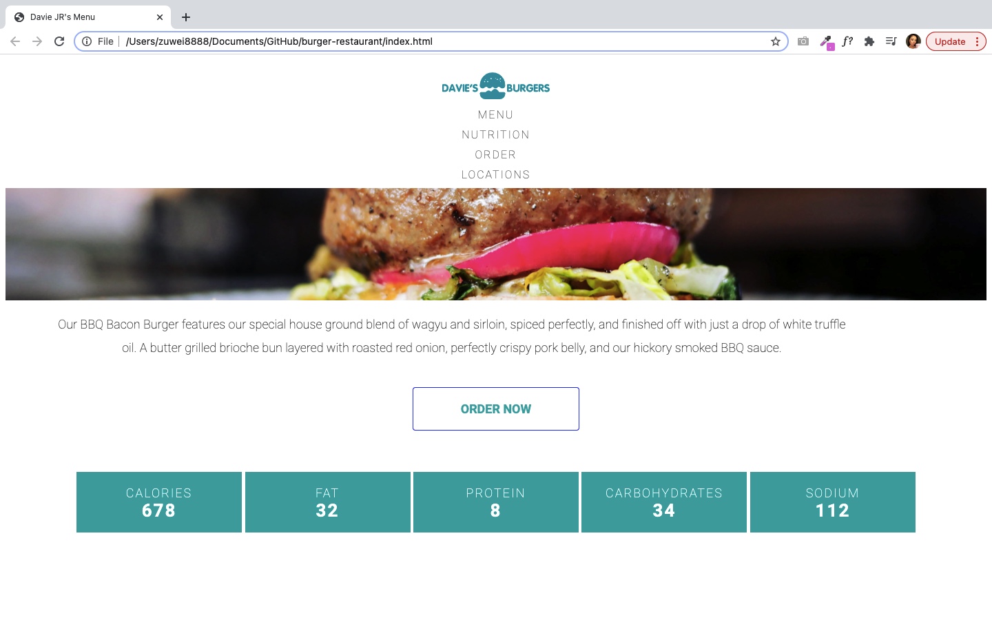 a picture of the burger restaurant's website